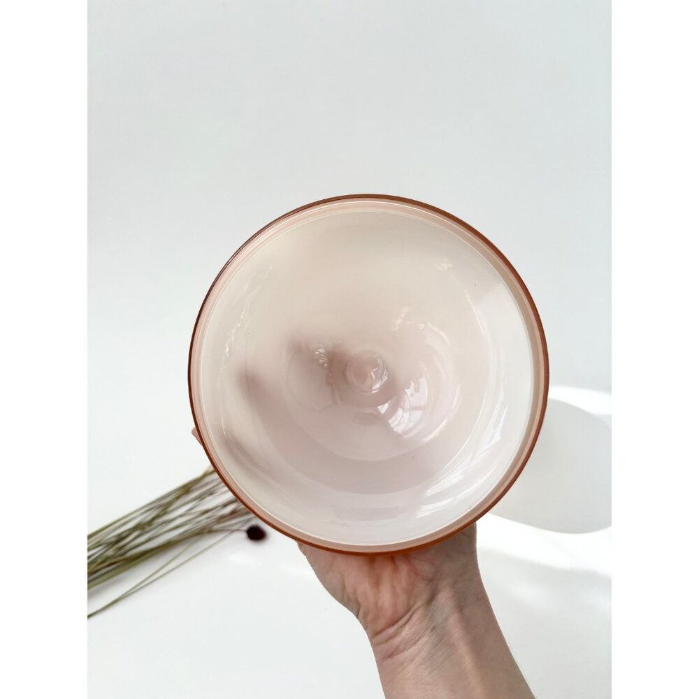Vintage MCM Empoli Dusty Rose Pink Lidded Wide Glass Jar / Compote Dish - Picture 3 of 10
